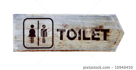wooden toilet plate sign on white 10948450