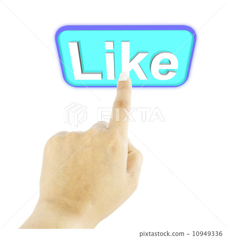 Hand pushing like button on white background Hand pushing like button on white background 10949336
