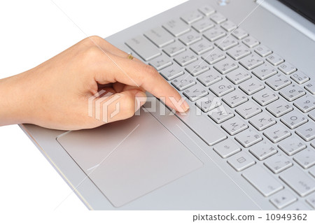 finger pushing the space bar button 10949362