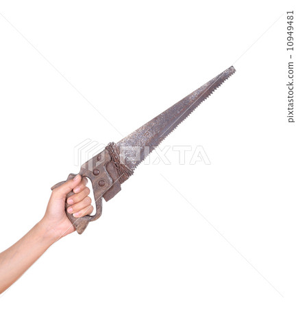 hand with old saw 10949481