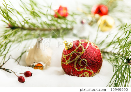 Christmas balls with snow Christmas balls with snow 10949990