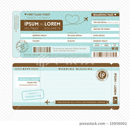 Boarding Pass Wedding Invitation Template 10956002