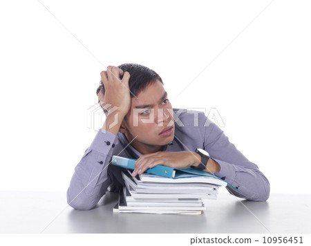 young business male with books and folder 10956451