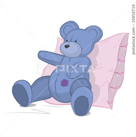 Blue-Teddy-bear-on-pink-pillow Blue-Teddy-bear-on-pink-pillow 10958719