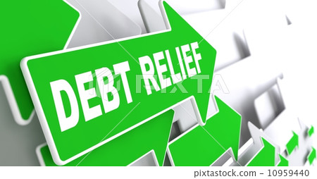 Debt Relief on Green Direction Arrow Sign. 10959440