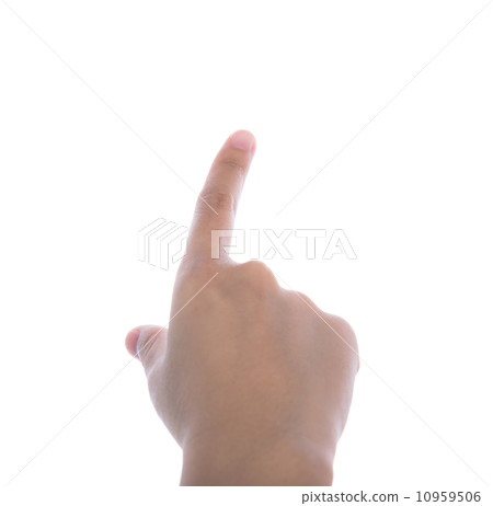 Woman hand (point up) isolated on white background 10959506