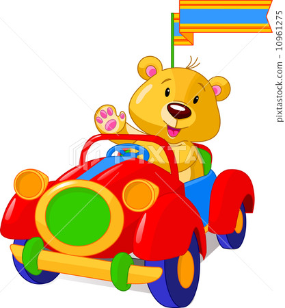Bear sitting in Toy Car 10961275