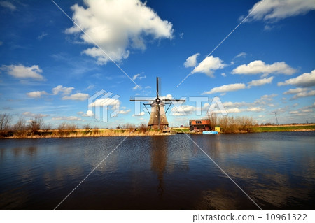 風車小組小孩堤防荷蘭世界遺產 10961322