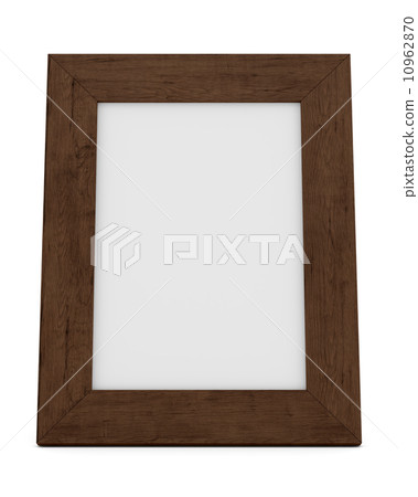 wooden table picture frame isolated on white background 10962870
