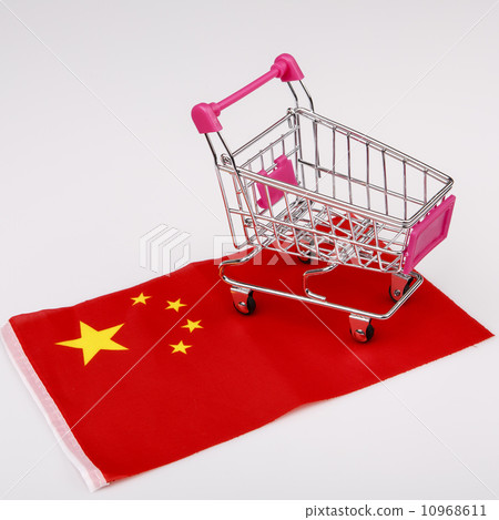 Shopping cart on China flag 10968611