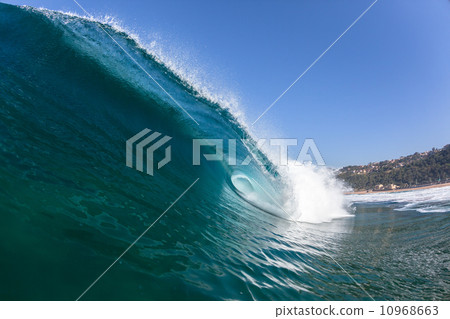 Ocean Blue Crashing Hollow Wave Swimming 10968663