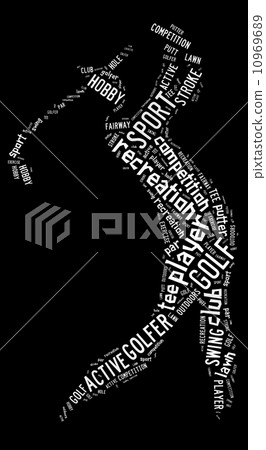 Golf pictogram on black background 10969689