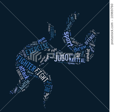 Judo pictogram on blue background 10969760