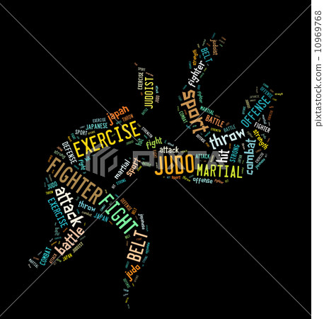 Judo pictogram on black color background 10969768