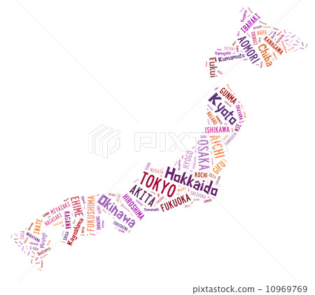 Japan prefecture lists on Japan map (white) 10969769