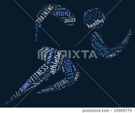 athletic running pictogram on blue background 10969779