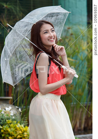 Young woman holding an umbrella. Young woman holding an umbrella. 10969807