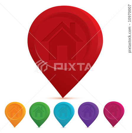 Home icon drop pin vector - Stock Illustration [10970007] - PIXTA