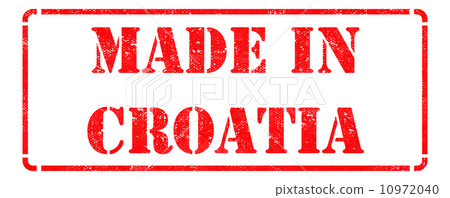 Made in Croatia - inscription on Red Rubber Stamp. 10972040