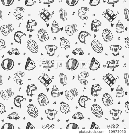 seamless doodle baby pattern background 10973030