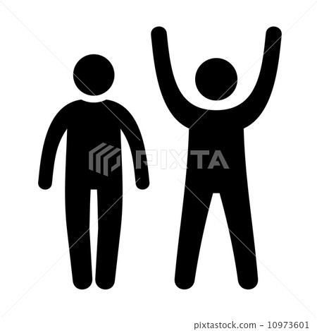man black web icon with up and down hands. vector