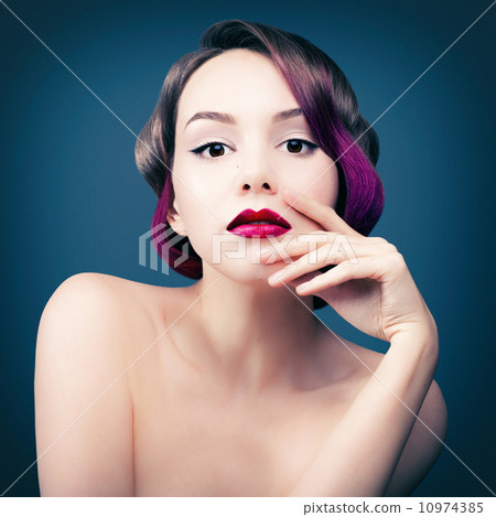 Portrait of a girl with purple hair. Portrait of a girl with purple hair. 10974385