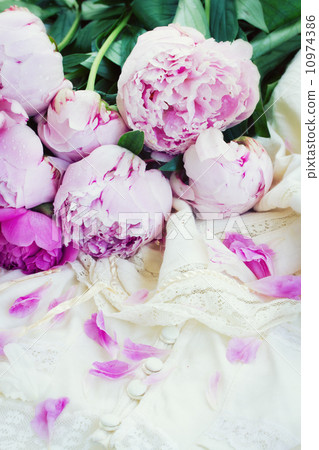pink peonies and white wedding dress pink peonies and white wedding dress 10974386