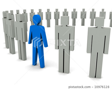 Unique person in row. Unique person in row. 10976128