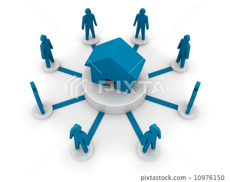 Blue house. Over white background. Blue house. Over white background. 10976150