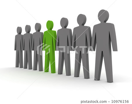 Unique person in row. Unique person in row. 10976156