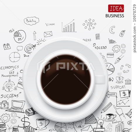 coffee cup and business strategy Business plan Idea Sketch coffee cup and business strategy Business plan Idea Sketch 10978729