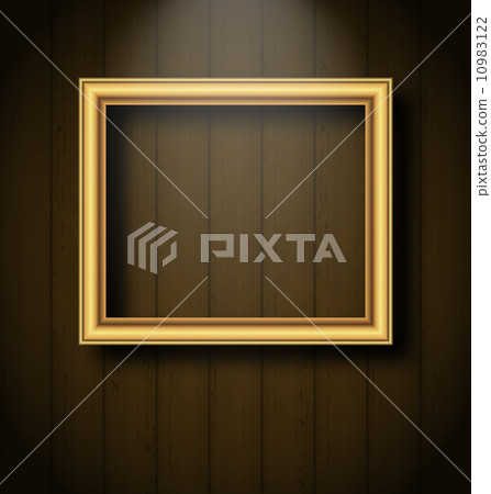 Vintage picture frame on wooden wall - Stock Illustration [10983122 ...