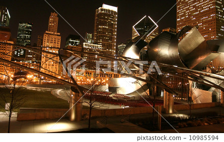 Millennium park at night in Chicago 10985594