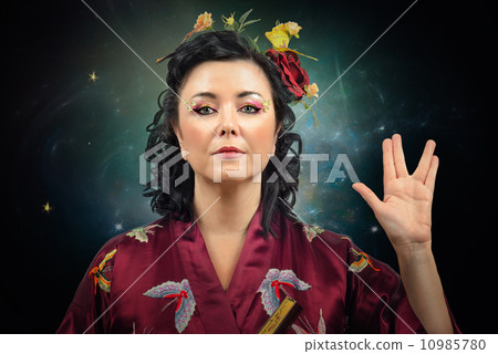 Kimono woman showing Spoke sign 10985780