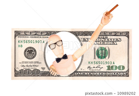 Artistic dollar bill with wooden Dummy president Artistic dollar bill with wooden Dummy president 10989202