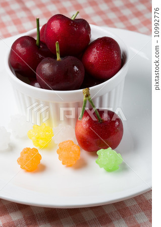 Cherry on saucer with konpeito 10992776