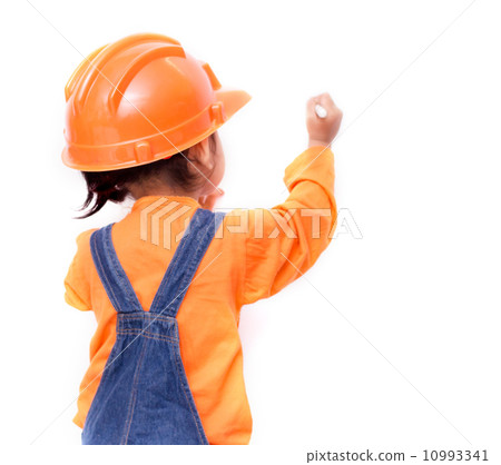 Asian Engineer baby girl writing something 10993341