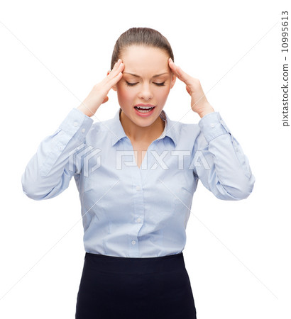 upset businesswoman having headache 10995613