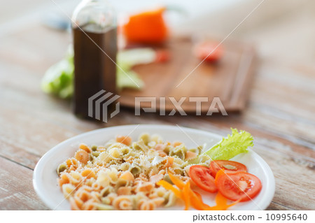 close up of pasta meal on plate close up of pasta meal on plate 10995640