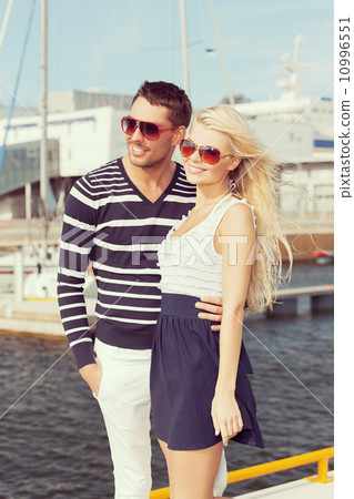 happy young couple in port happy young couple in port 10996551