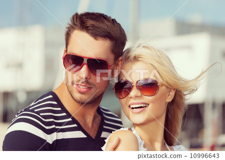 happy young couple in port 10996643
