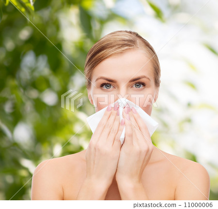 beautiful woman with paper tissue 11000006