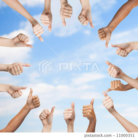 human hands showing thumbs up in circle human hands showing thumbs up in circle 11000351