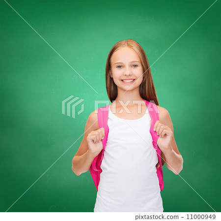smiling teenage girl in blank white tank top 11000949