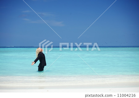 business woman in ocean business woman in ocean 11004216