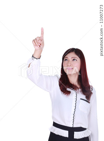 business woman pressing button or something business woman pressing button or something 11007273