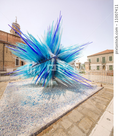 Glass statue of blue star on Murano or Burano island Glass statue of blue star on Murano or Burano island 11007411