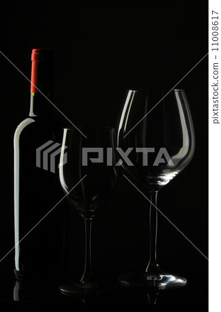 Red Wine Glass silhouette Black Background Red Wine Glass silhouette Black Background 11008617