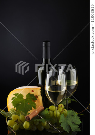 white wine and cheese on black white wine and cheese on black 11008619