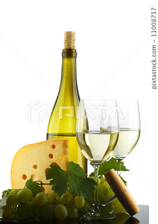 bottle with white wine and glass and grapes bottle with white wine and glass and grapes 11008717